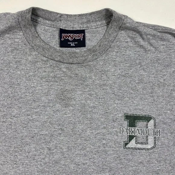 Vintage Dartmouth College Long Sleeve gray T Shirt Jansport Size Large USA Made - Picture 4 of 10